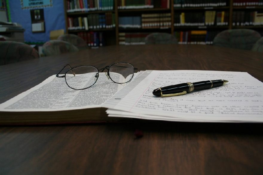 Glasses on book