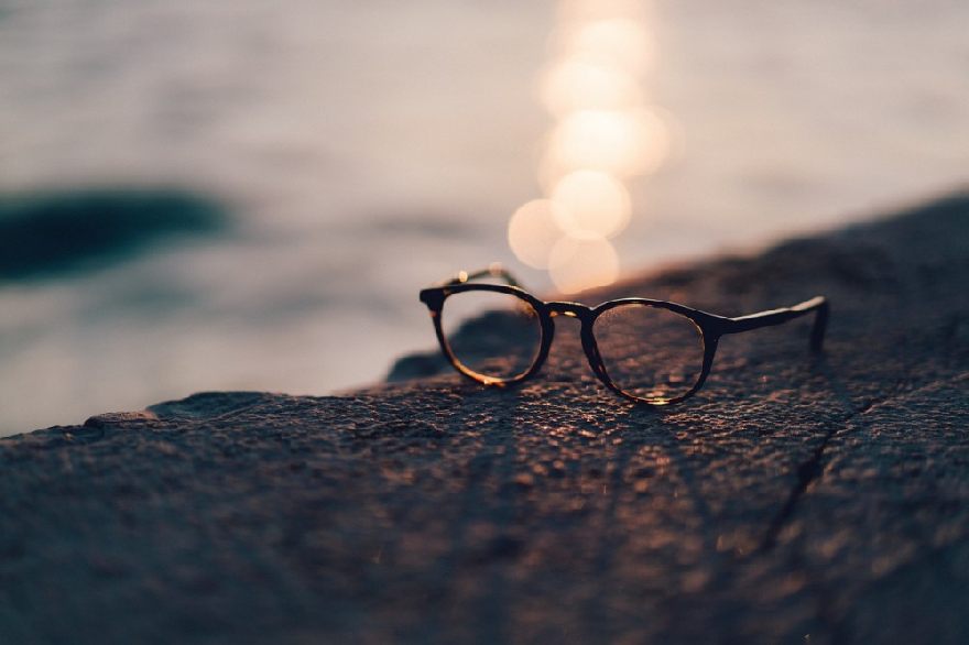 Black glasses in the sunshine