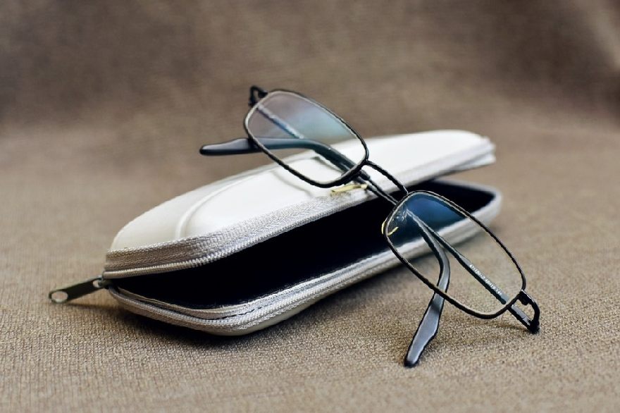 Glasses on a glasses case